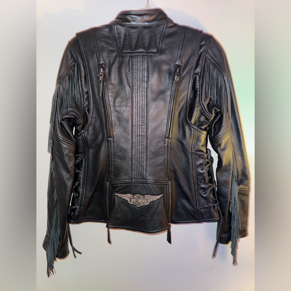 Harley-Davidson Black Boone Leather Jacket with Fringe Never Worn!